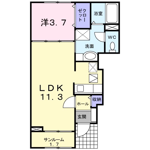 プライア五月Ⅰ 102号室 間取り