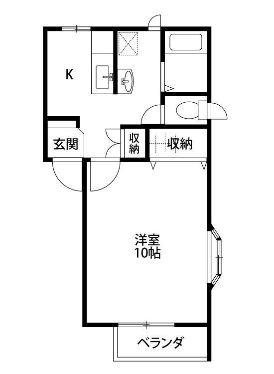 クラウンB 101号室 間取り