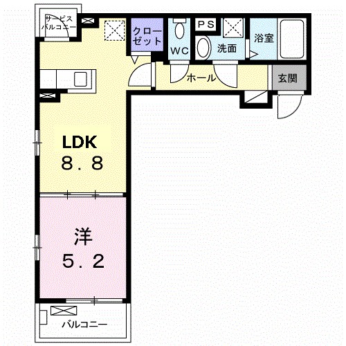 コンフォール 202号室 間取り