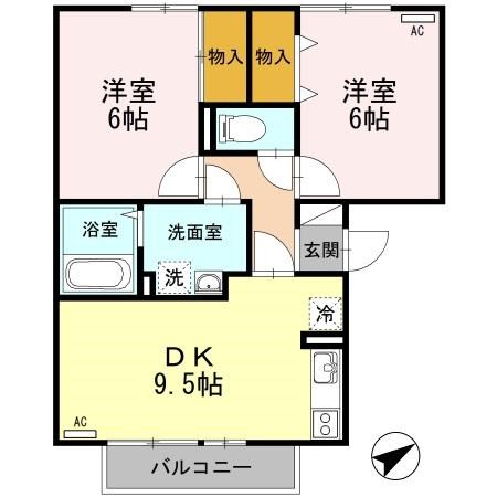 リバーフォート阿賀  A303号室 間取り