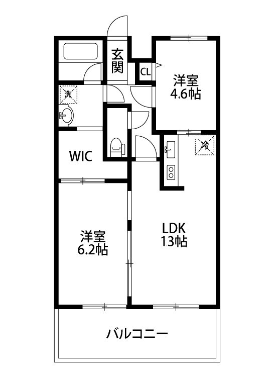 kokomo天神尾 206号室 間取り