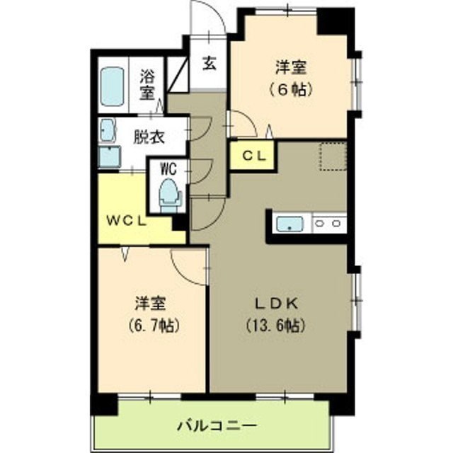 パークハイツ美咲 801号室 間取り