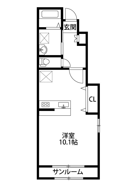 オリオンエアポートB 101号室 間取り
