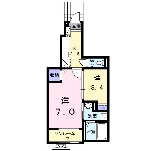 フォルシュ 103号室 間取り
