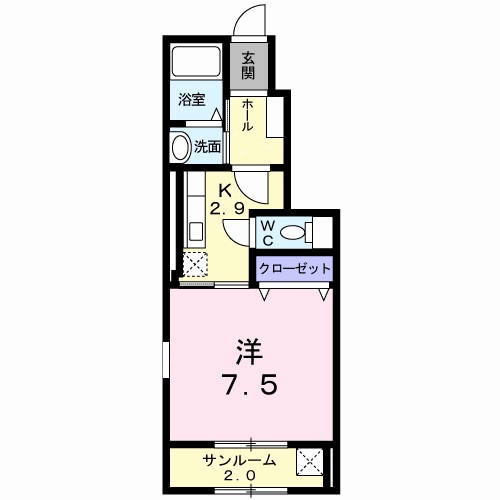 Ｃａｓａ　Ｐｉａｃｅ 103号室 間取り
