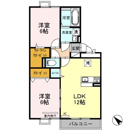 コンフォール亀田向陽 205号室 間取り