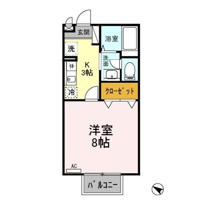 サフラン　B 102号室 間取り
