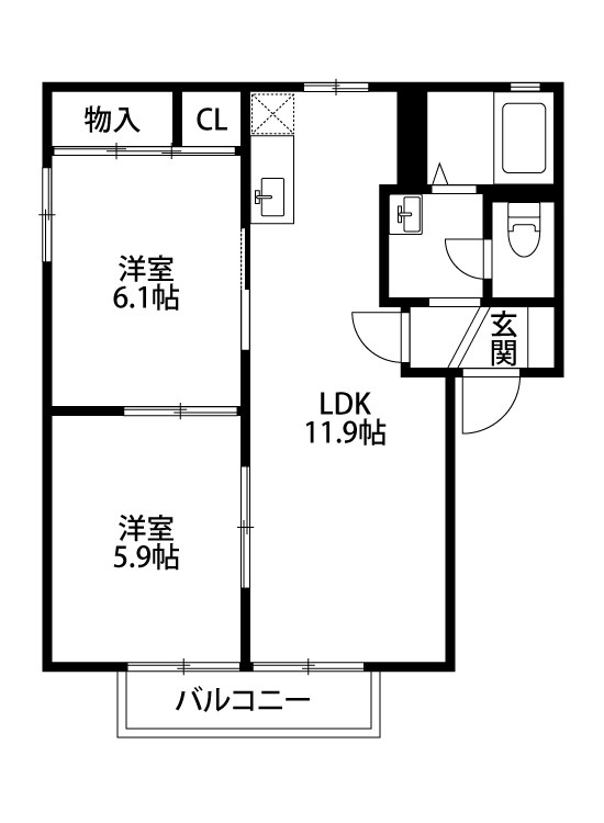 シャーメゾンヤマト  B203号室 間取り