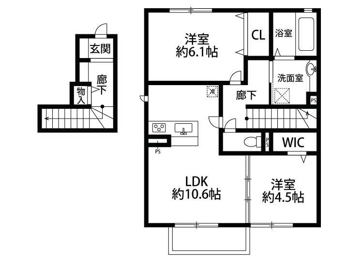 クレアA棟 202号室 間取り