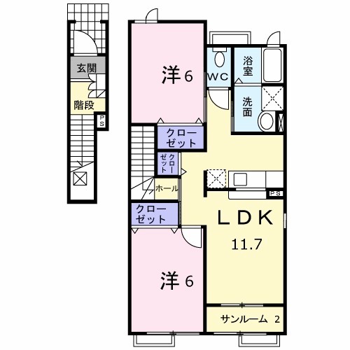 クレスト藤 201号室 間取り