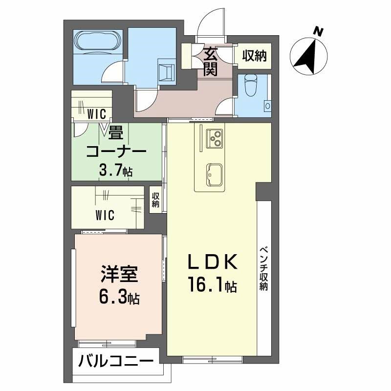 AZUR米山 106号室 間取り