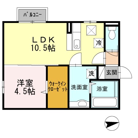セブンワンテン K105号室 間取り
