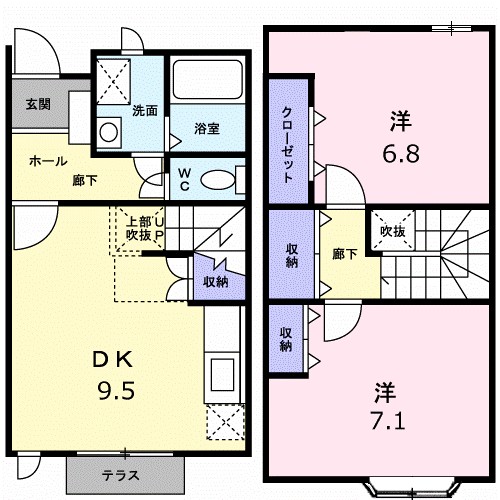 メゾンパルテール　Ｂ 101号室 間取り