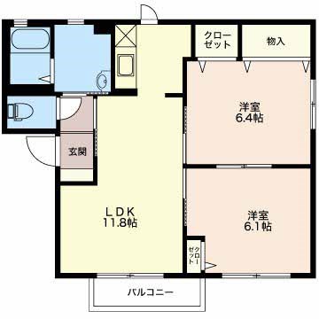 ビスタ中央A 102号室 間取り