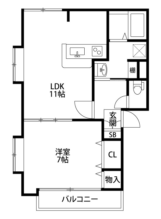 クレール小新 102号室 間取り