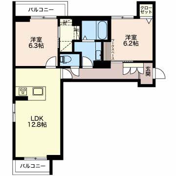 ベレオ石山 205号室 間取り