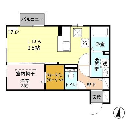 コスモB 202号室 間取り