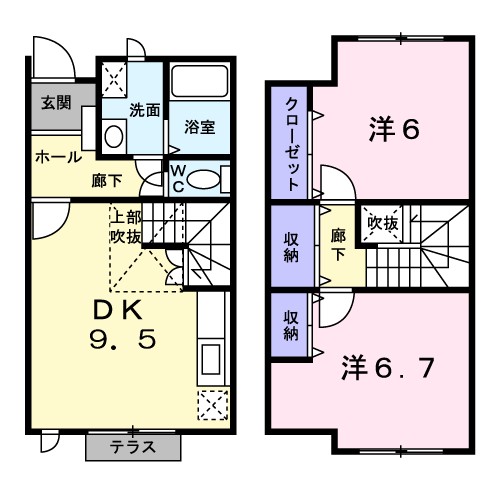 ガーネット新中浜 101号室 間取り