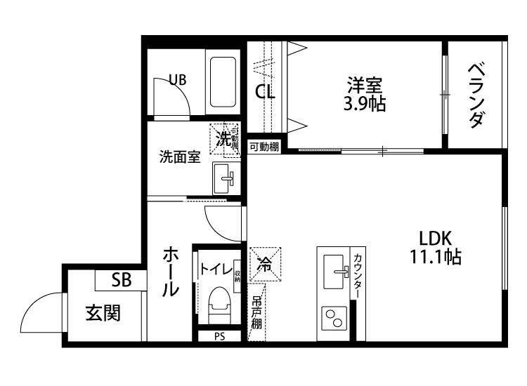 クレスト長潟 101号室 間取り