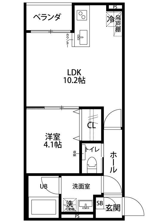 クレスト長潟 103号室 間取り