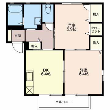 シャーメゾンランブルE 102号室 間取り