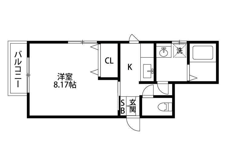 シャローム 1－B号室 間取り
