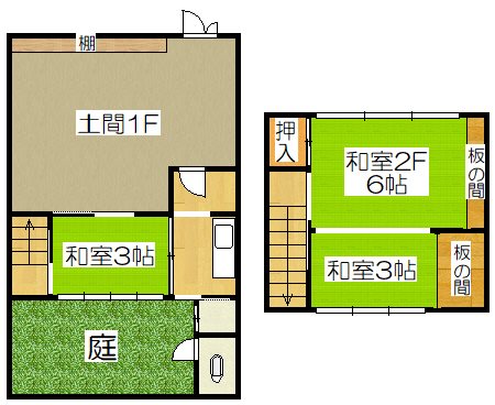 田中門前町店舗付き住宅 間取り