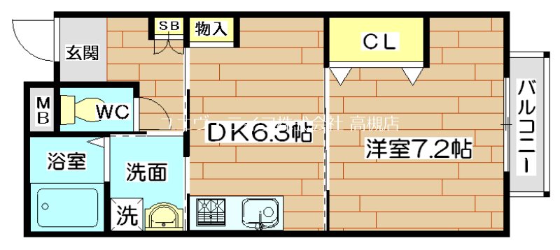 ラヴィクレールコソベ  206号室 間取り