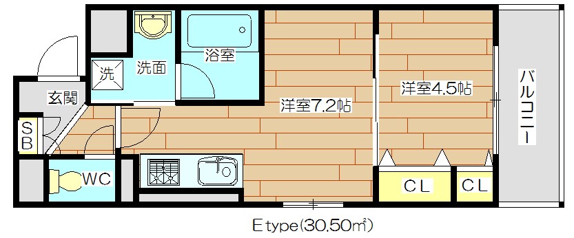 グランブルー高槻 303号室 間取り