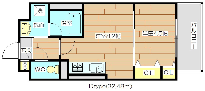 グランブルー高槻 402号室 間取り