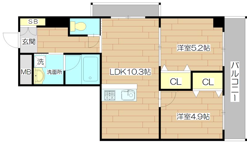 山崎マンション16高槻芥川 401号室 間取り
