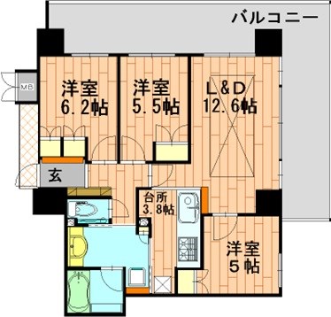 ロジュマン高槻 804号室 間取り