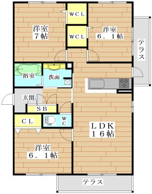 Belle Cerezo古曽部（ベルセレッソ古曽部） 間取り