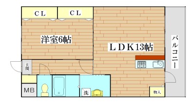 アンプルールフェールオロール 110号室 間取り