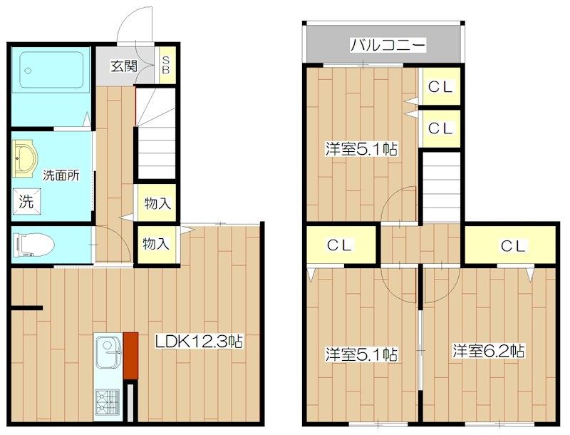 中利産業メゾネット 102号室 間取り