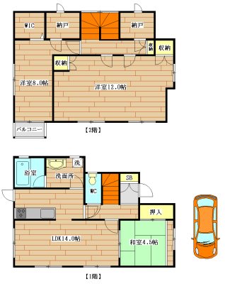 西面北2丁目貸家 間取り