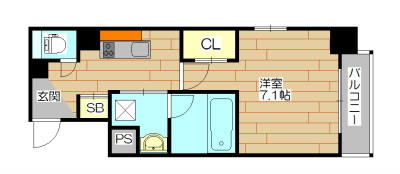 シェルズ高槻 401号室 間取り
