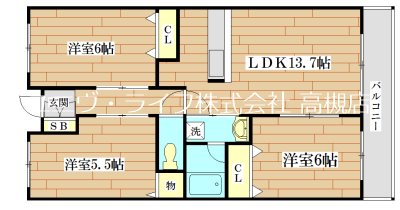 アムールカセイ 102号室 間取り