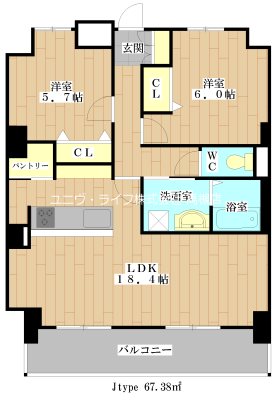 LIBRA TAKATSUKI（リブラ高槻） 1302号室 間取り