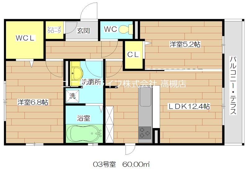 プランドール宏都Ｂ棟 303号室 間取り