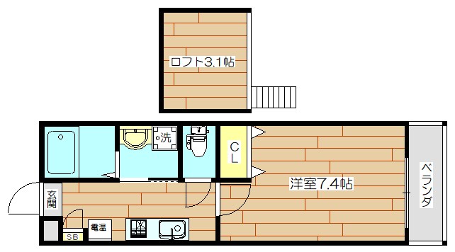 レジデンス石橋 201号室 間取り