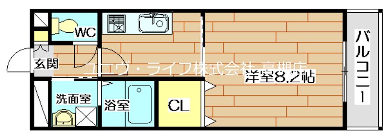 アンプルールフェールビエント高槻 202号室 間取り