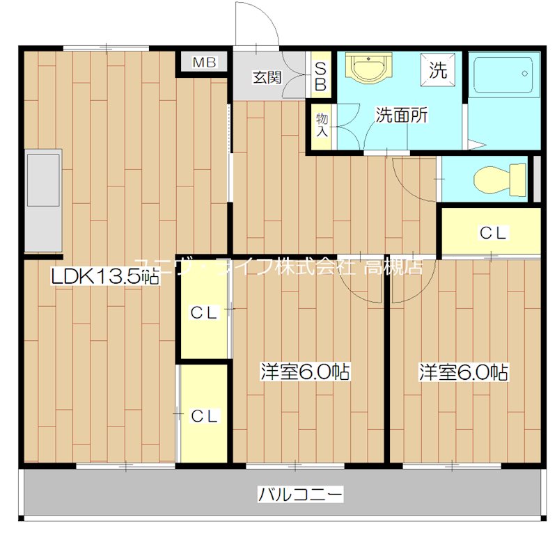 アニマン高槻阿武山 305号室 間取り