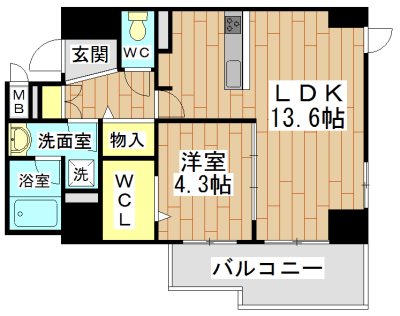 グランディール誠和 401号室 間取り