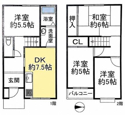 郡家新町テラスハウス 間取り