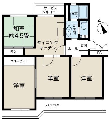高槻塚原台ハイツ３号棟 間取り