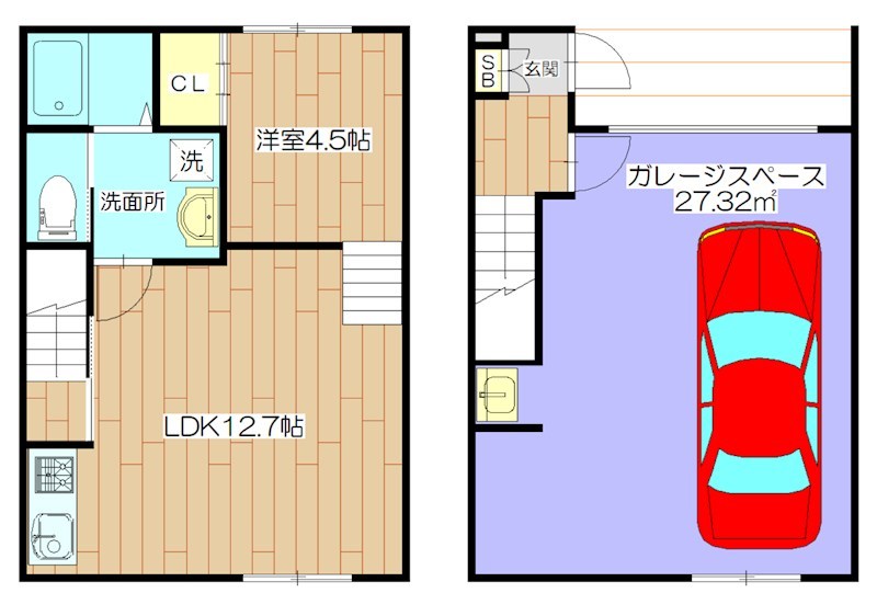 （仮称）高槻市氷室町ガレージハウス 間取り