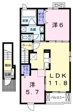 フラン　ボヌール 206号室 間取り