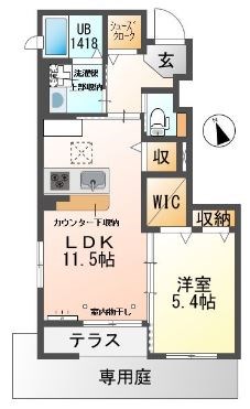 グランベルハウスA 102号室 間取り