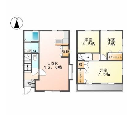 サンライズC棟 2号室 間取り